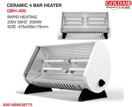 Goldair ceramic 4 bar heater