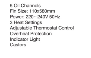 Goldair slimline oil heater info